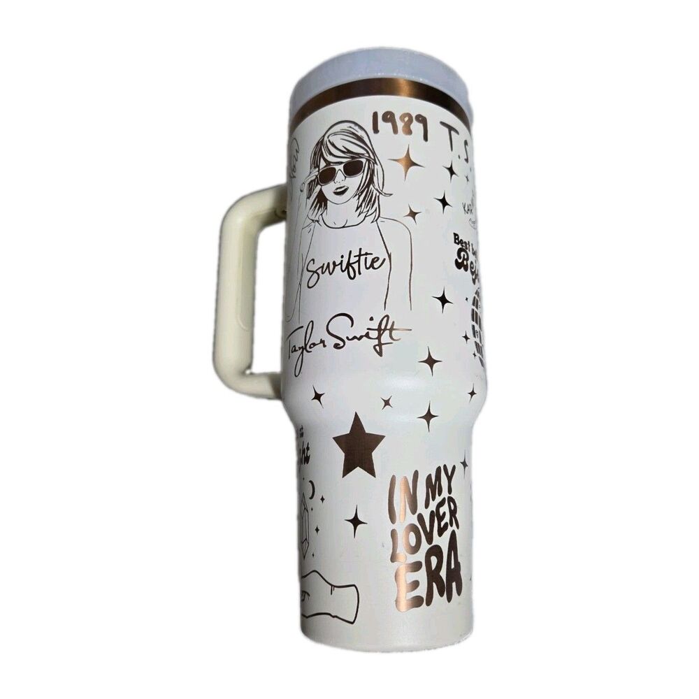 Taylor Swift Eras Tour 40oz Stainless Steel Tumbler Cup Handle Lid Swiftie GUC